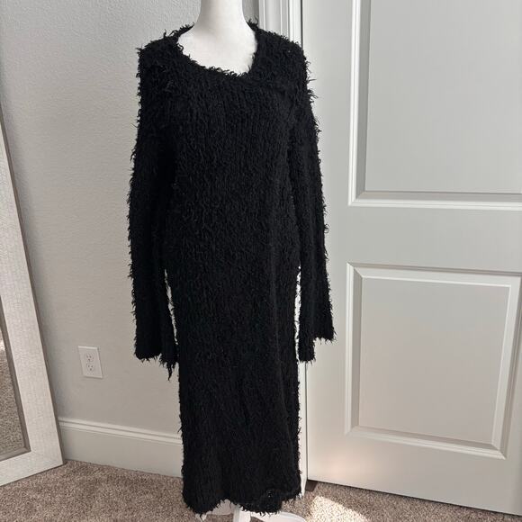 Free People Jagger Shaggy Duster Length Wool Blend Cardigan Black Sz M - Picture 2 of 14